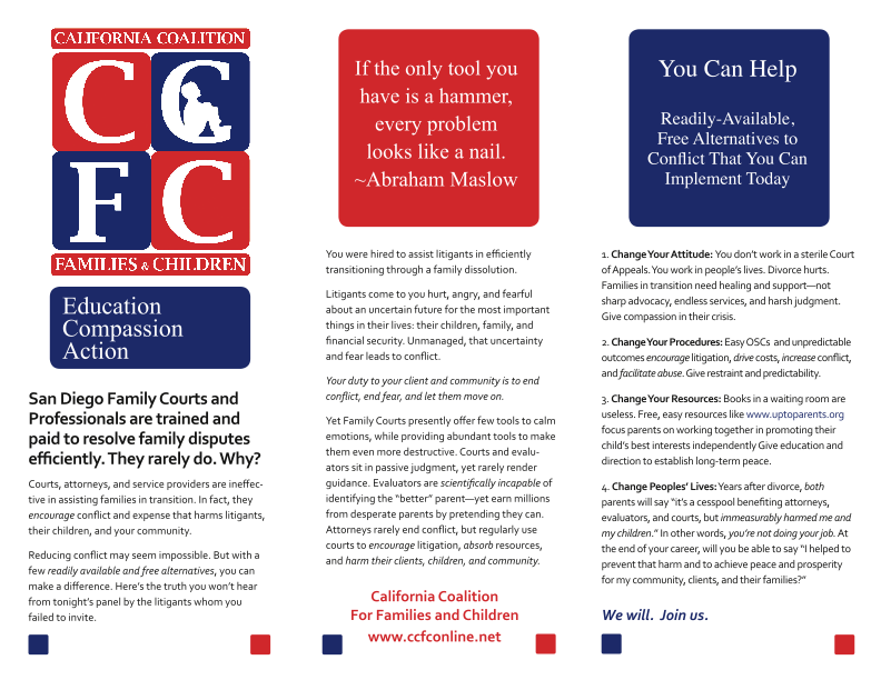 California Coalition for Families and Children brochure for SDCBA seminar