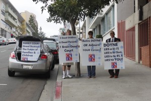 Family law protesters before the SDCBA seminar